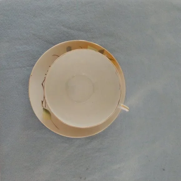 MID CENTURY MODERN JAPAN GREEN STAMP FLORAL TEA CUP SET JAPANESE BLOSSOMS - Picture 14 of 16